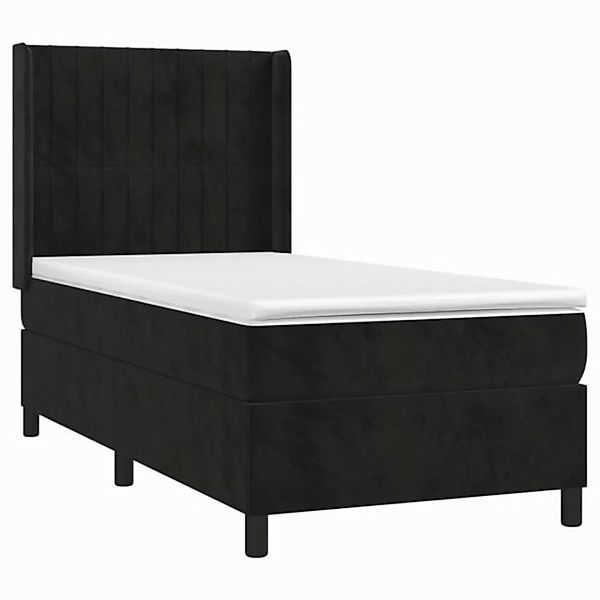 vidaXL Bett Boxspringbett mit Matratze & LED Schwarz 90x200 cm Samt günstig online kaufen