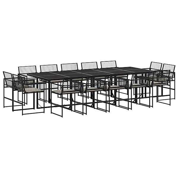 vidaXL 15-Tlg Garten-Essgruppe mit Kissen Schwarz Poly Rattan 3295016 günstig online kaufen