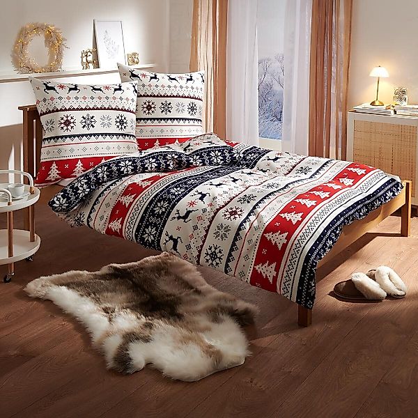 TRAUMSCHLAF Bettwäsche Norweger Hirsch, Flanell, 2 günstig online kaufen