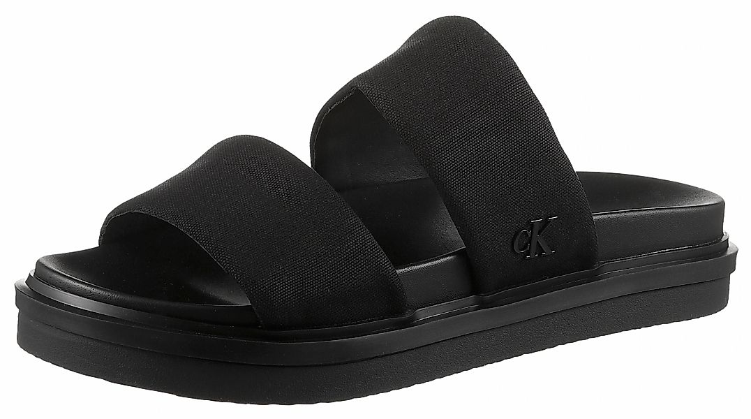 Calvin Klein Jeans Pantolette "FLAT MOLDED DBL BAR SANDAL CV", Schlappen, S günstig online kaufen