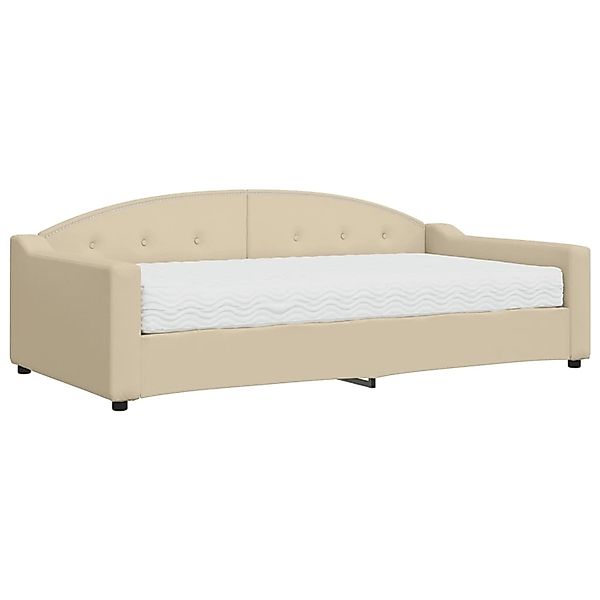 vidaXL Bett, Tagesbett mit Matratze Creme 100x200 cm Stoff günstig online kaufen
