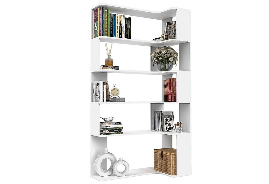 JEOBEST Bücherregal Eckregal, Eck-Bücherregal 5-stöckiges, Modernes Display günstig online kaufen