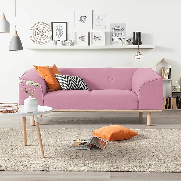 home24 Mørteens Sofa Aya 2-Sitzer Rose Webstoff 180x72x90 cm (BxHxT) Skandi günstig online kaufen