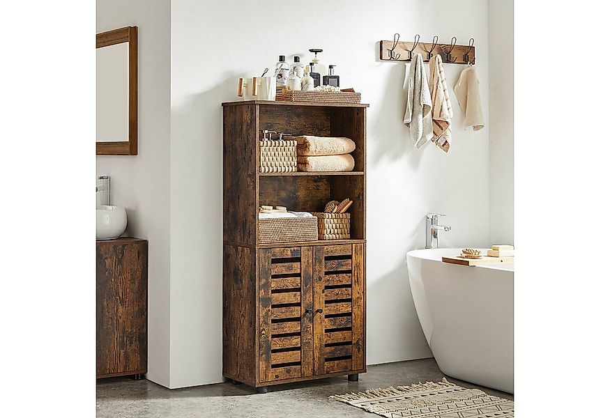 VASAGLE Highboard, Bücherschrank mit Lamellentüren, 2 offene Fächer günstig online kaufen