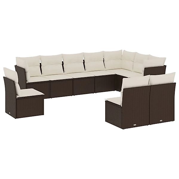 vidaXL 10-Tlg Garten-Sofagarnitur mit Kissen Braun Poly Rattan 3249642 günstig online kaufen