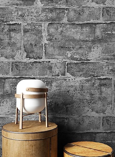 Newroom Vliestapete, Anthrazit Tapete Industrial Stein günstig online kaufen
