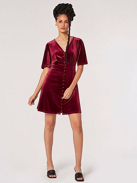 Apricot Partykleid Samtkleid mit bezogenen Knöpfen günstig online kaufen