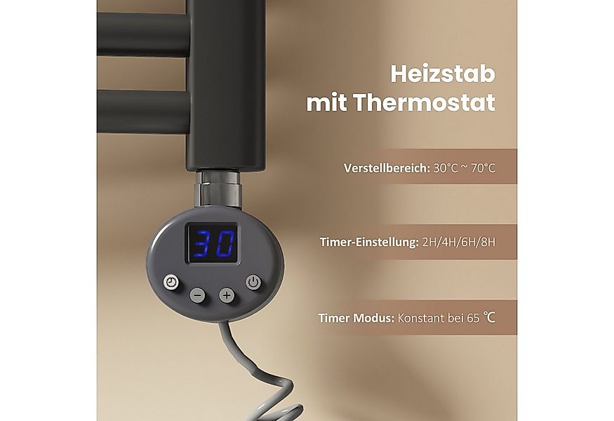 EMKE Elektrischer Badheizkörper mit Thermostat Höhe: 120, 500/600W Handtuch günstig online kaufen
