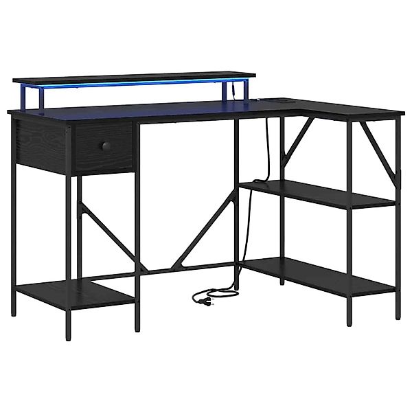 vidaXL Schreibtisch mit Regal Schwarz Eichen-Optik 120 x 79 x 86,5 cm 85940 günstig online kaufen