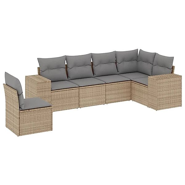 vidaXL 6-Tlg Garten-Sofagarnitur mit Kissen Beige Poly Rattan 3254966 günstig online kaufen