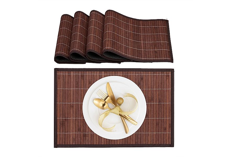 relaxdays Platzset Tischset 4er Set Bambus, (4er Set), braun günstig online kaufen