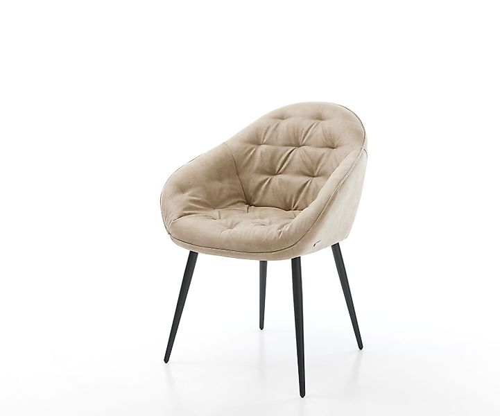 Esszimmerstuhl Gaio-Flex Mikrofaser Beige Vintage 4-Fuß konisch Schwarz günstig online kaufen