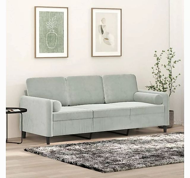 vidaXL Sofa, 3-Sitzer-Sofa mit Zierkissen Dunkelgrau 180 cm Samt günstig online kaufen