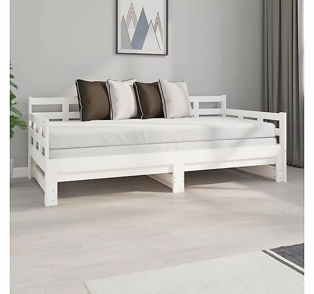 furnicato Bett Tagesbett Ausziehbar Weiß Massivholz Kiefer 2x(90x190) cm günstig online kaufen
