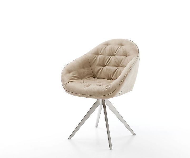 Esszimmerstuhl Gaio-Flex Mikrofaser Beige Vintage Kreuzgestell kantig Edels günstig online kaufen