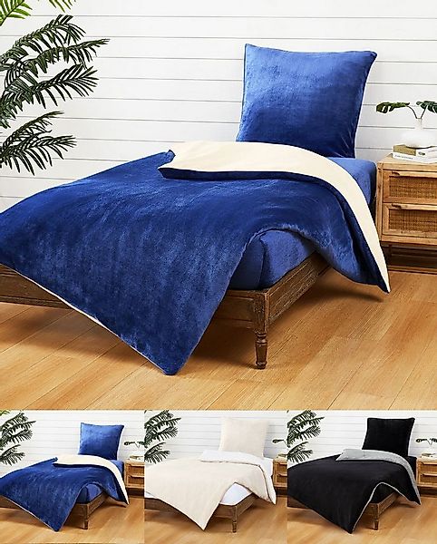 JACK Wendebettwäsche JACK Teddy Flausch 135x200cm Weiß Creme Blau Grau Anth günstig online kaufen