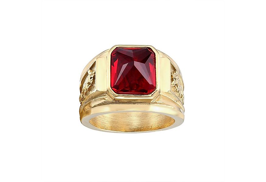 Karisma Fingerring Herren Gold Edelstahl 316L Männer Ring Drachen - Roter S günstig online kaufen