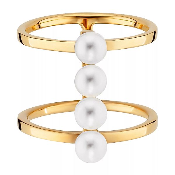 CAÏ Fingerring "925/- Sterling Silber gelb vergoldet Perlen" günstig online kaufen