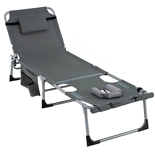 Costway Sonnenliege mit Kopf-Arm-Loch Verstellbar Rückenlehne Grau günstig online kaufen