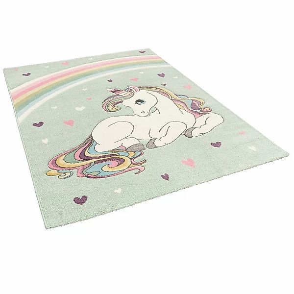 Pergamon Kinder Teppich Maui Kids Einhorn Pastell Mintgrün 140x200cm günstig online kaufen