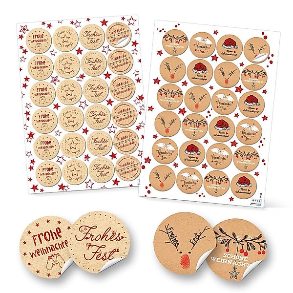 Logbuch-Verlag Dekofigur SET 48 runde Weihnachtsaufkleber günstig online kaufen