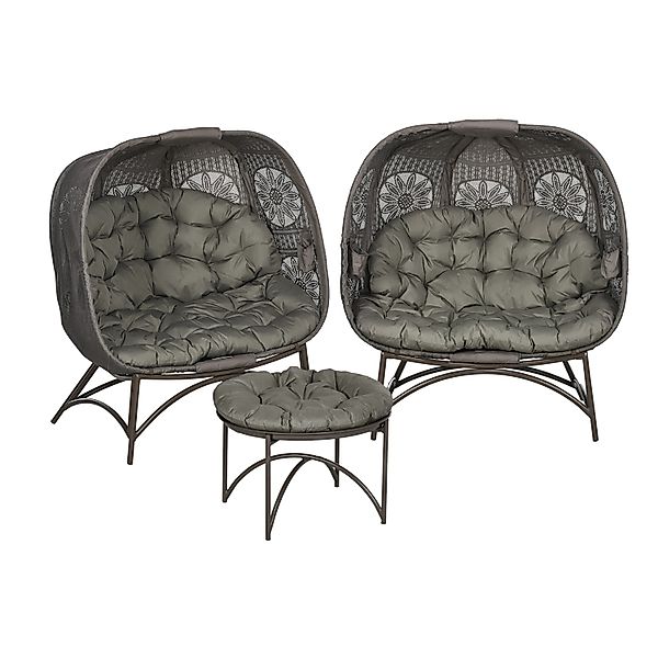 Outsunny Gartenstuhl-Set Stahl  Polyesterstoff 126L x 75B x 142H cm Sand günstig online kaufen