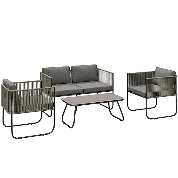 Outsunny Gartenmöbel Set PE-Rattan Stahl 116L x 60B x 69H cm Dunkelgrau günstig online kaufen
