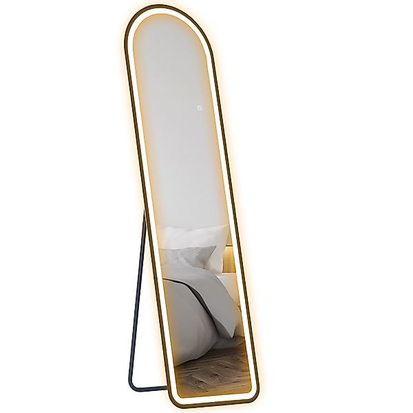 HOMCOM Ganzkörperspiegel Hartglas Metall Schwarz 40L x 3B x 150H cm günstig online kaufen