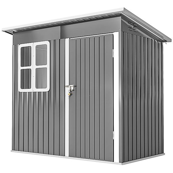 Outsunny Gerätehaus 2,55m², Gartenhaus mit Pultdach, 221 x 133 x 190/173 cm günstig online kaufen