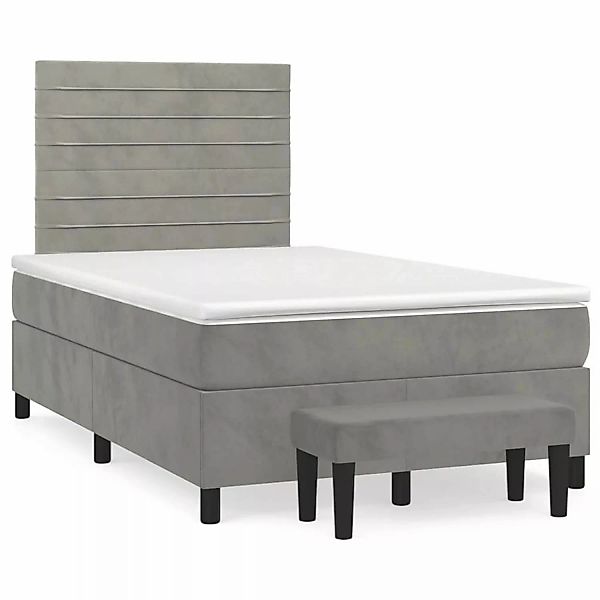 vidaXL Boxspringbett mit Matratze Hellgrau 120x200 cm Samt1357132 günstig online kaufen