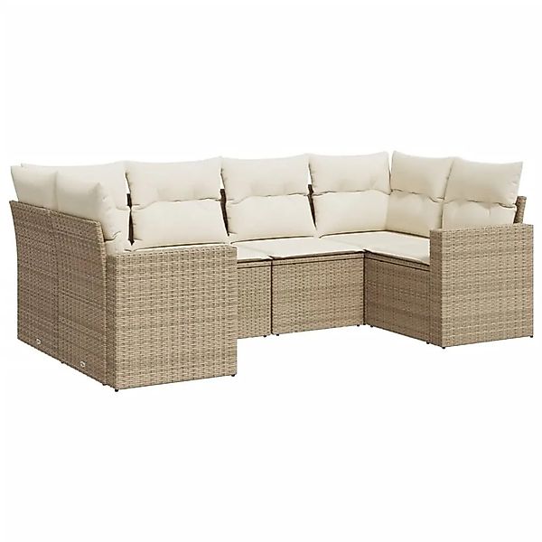 vidaXL 6-Tlg Garten-Sofagarnitur mit Kissen Beige Poly Rattan 3251715 günstig online kaufen
