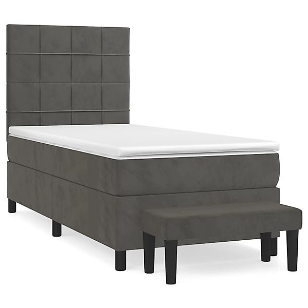 vidaXL Boxspringbett Boxspringbett mit Matratze Dunkelgrau 100x200 cm Samt günstig online kaufen