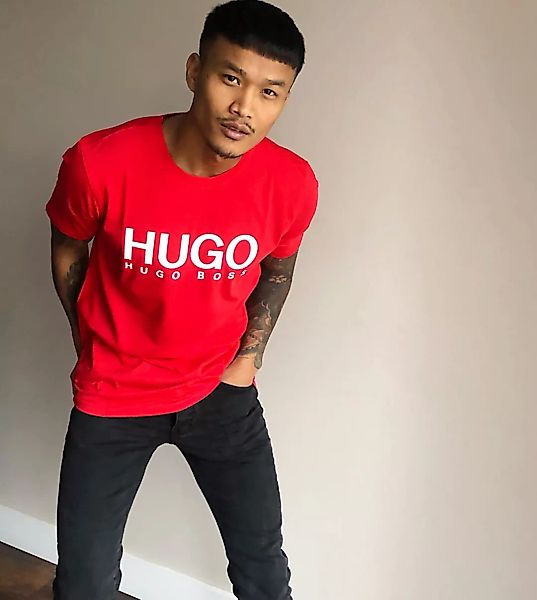 HUGO – Dolive-U3 – T-Shirt mit Logo in Rot, exklusiv bei ASOS günstig online kaufen