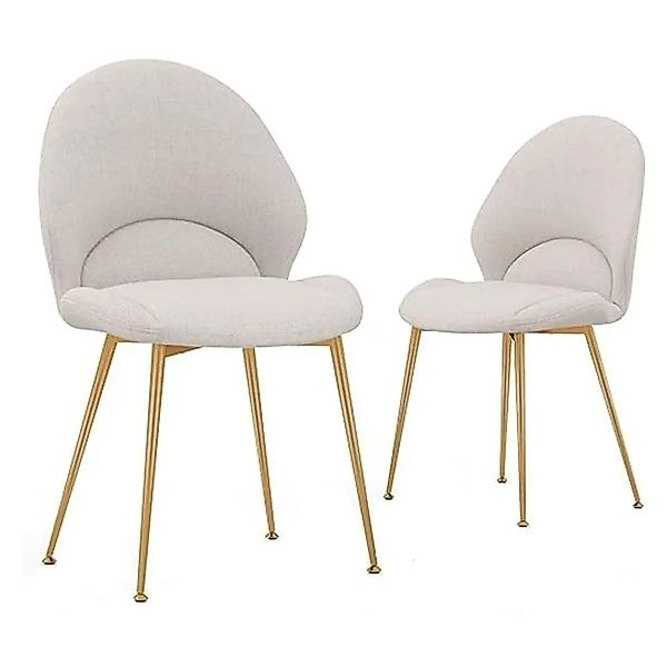 Costway Esszimmerstühle 2er Set mit Gebogener Rückenlehne Hellgrau günstig online kaufen