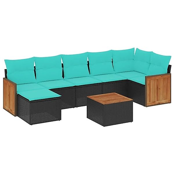vidaXL 8-Tlg Gartensofa-Set mit Kissen Schwarz Polyrattan 3227877 günstig online kaufen