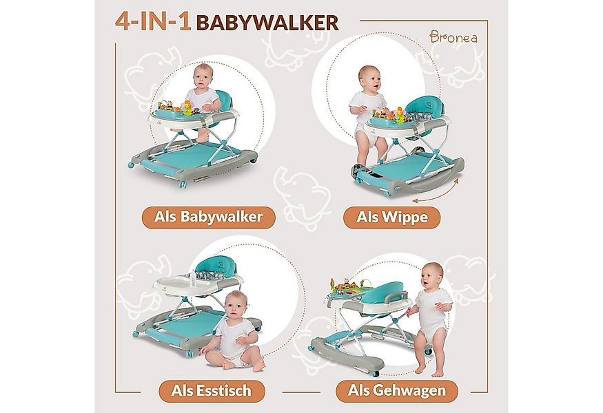 Bronea Lauflernhilfe Happy Life 4-in-1 Babywalker Gehfrei Baby Lauflernwage günstig online kaufen