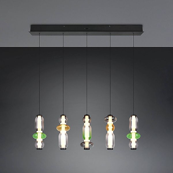 LED-Hängelampe Minerva, Länge 100 cm, bunt, Glas, CCT Dimmer günstig online kaufen