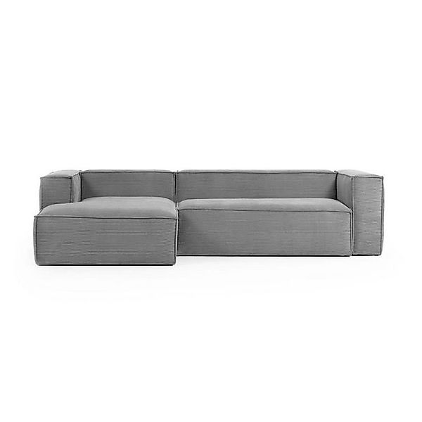 Natur24 Sofa Sofa Blok 3-Sitzer mit Longchair links in grauem Cord 300cm Co günstig online kaufen