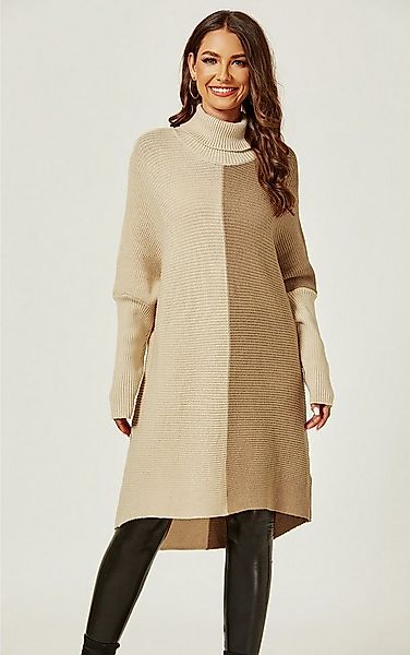 FS Collection Longpullover Damen Pullover-Oberteil Longpullover Blockfarben günstig online kaufen