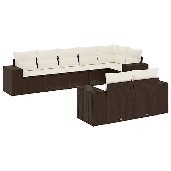 vidaXL 8-Tlg Garten-Sofagarnitur mit Kissen Braun Poly Rattan 3222822 günstig online kaufen