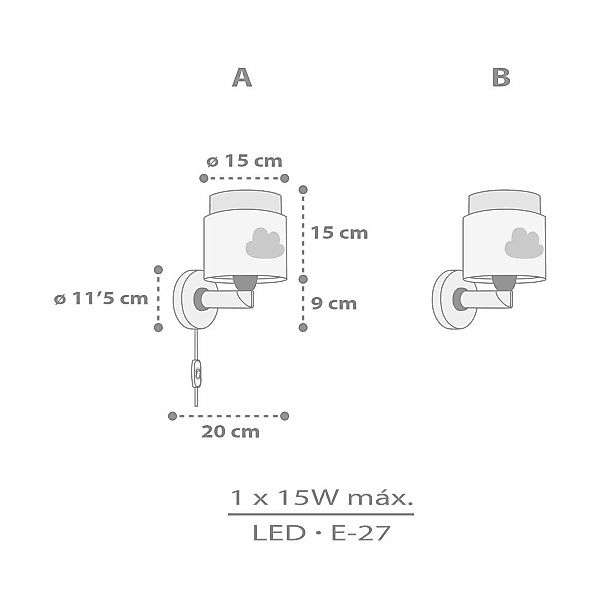 Dalber Baby Dreams Wandleuchte mit Stecker, grau günstig online kaufen