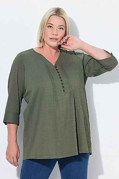 Ulla Popken Tunika Bubble-Tunika Biesen Herzausschnitt 3/4-Arm günstig online kaufen