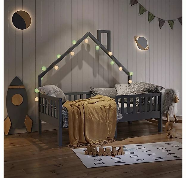 VitaliSpa® Hausbett Kinderbett Spielbett Noemi 80x160cm Anthrazit Matratze günstig online kaufen