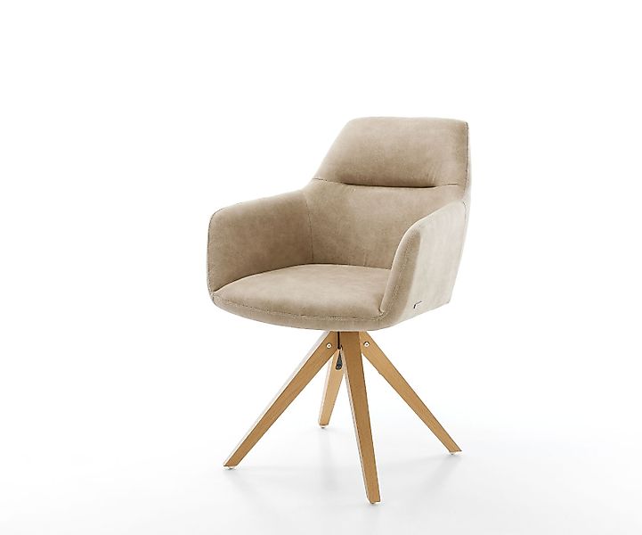Esszimmerstuhl Pejo-Flex Mikrofaser Beige Vintage Holzgestell kantig Natur günstig online kaufen