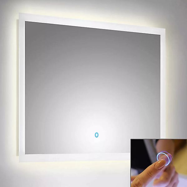 LED Spiegel 80cm mit Touch Bedienung B x H x T ca. : 80 x 60 x 3,2 cm günstig online kaufen