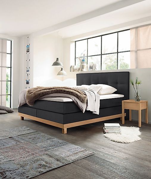 HASENA Boxspringbett "Bella" mit Punktsteppung im Kopfteil, Sockel in Eiche günstig online kaufen