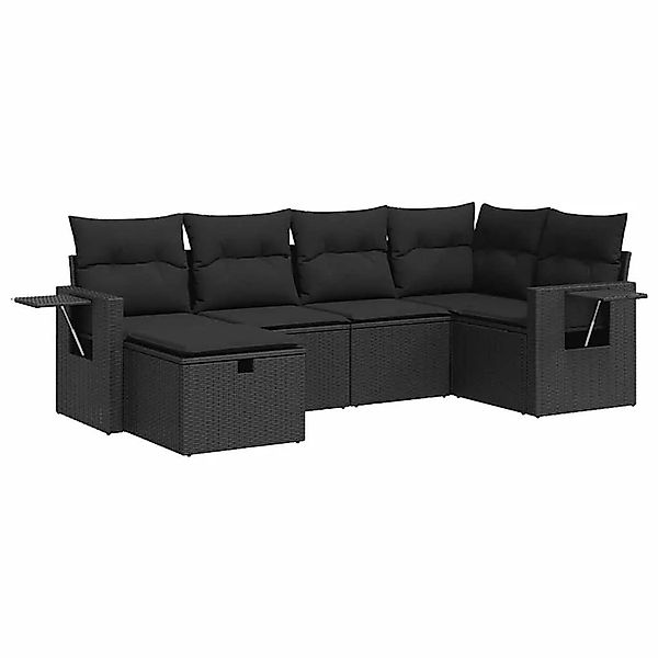 vidaXL 6-Tlg Garten-Sofagarnitur mit Kissen Schwarz Poly Rattan 3325481 günstig online kaufen