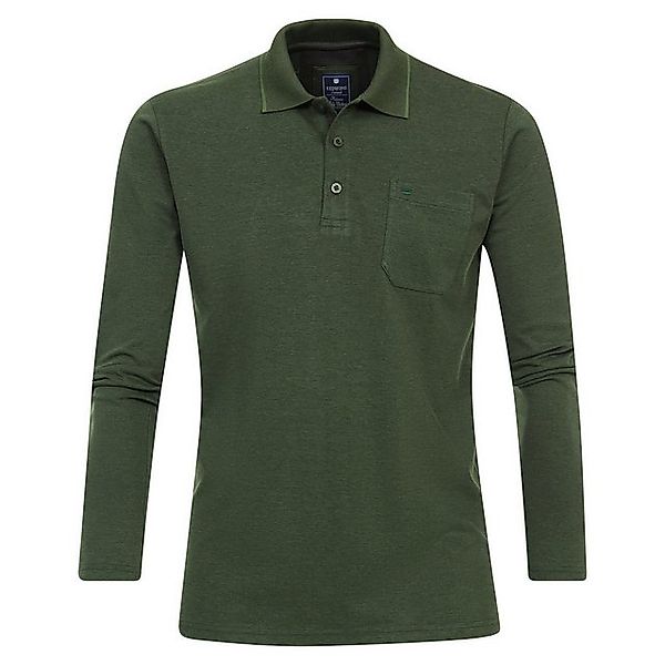 Redmond Poloshirt Große Größen Langarm-Poloshirt grün melange "Wash & Wear" günstig online kaufen