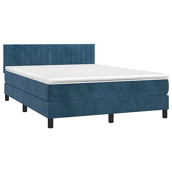 vidaXL Boxspringbett mit Matratze Dunkelblau 140x190 cm Samt 3141423 günstig online kaufen