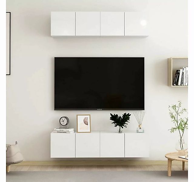 furnicato TV-Schrank TV-Schränke 4 Stk. Hochglanz-Weiß 60x30x30 cm Holzwerk günstig online kaufen